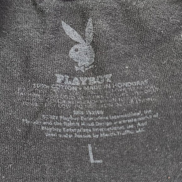 Vintage Playboy Black Graphic T-Shirt With Red Checkered Logo Design Unisex - Picture 2 of 6